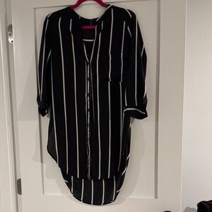 Forever 21 Black and White Striped Top size medium